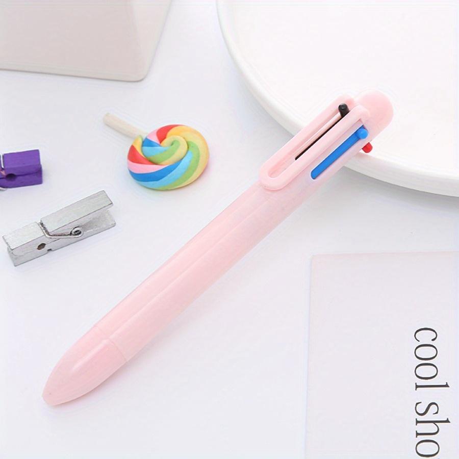10pcs Creative Macaron 6-color Ballpoint Pen Solid Color Click Pen Multi-color Oil Pen Color Accounting Pen