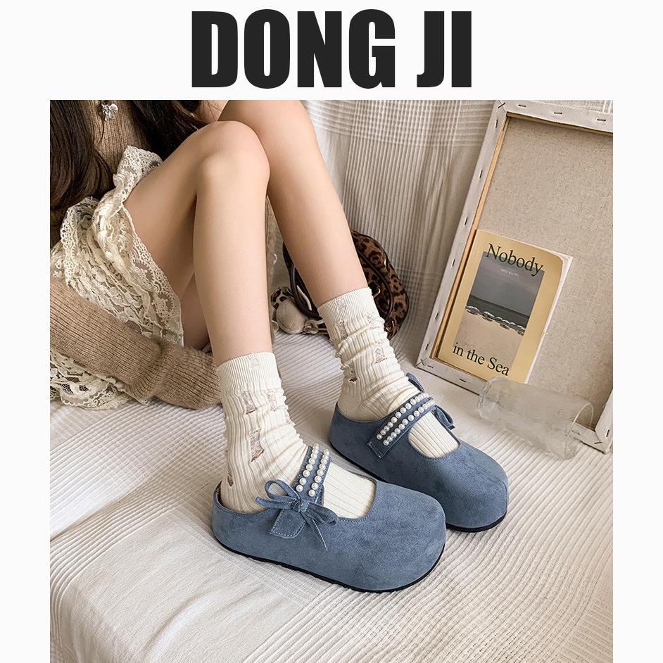 French Medium Heel Half Slippers Women's Outer Wear 2025 New Bag Head Temperament Mary Jane Women's Shoes One Pedal Slippers Sandals