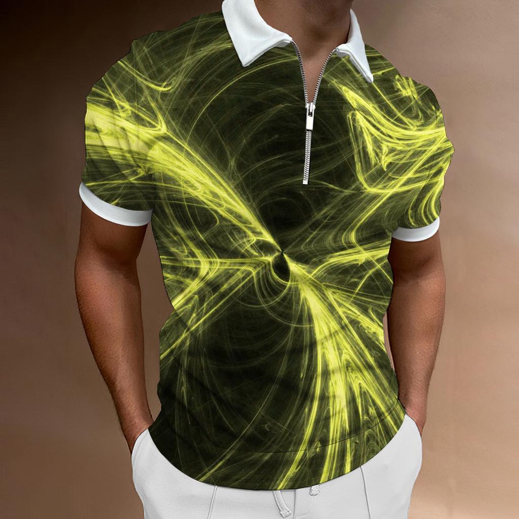 Мужская футболка с принтом, поло с короткими рукавами, роскошный стиль, быстросохнущая, свободный верх