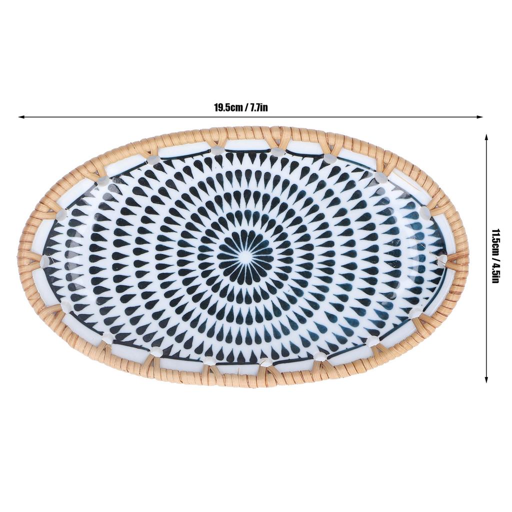 Плетеная ротанговая керамическая тарелка Овальная плетеная ротанговая фарфоровая фруктовая тарелка для свадебной вечеринки, банкета, дня рождения Плетеная ротанговая керамическая тарелка