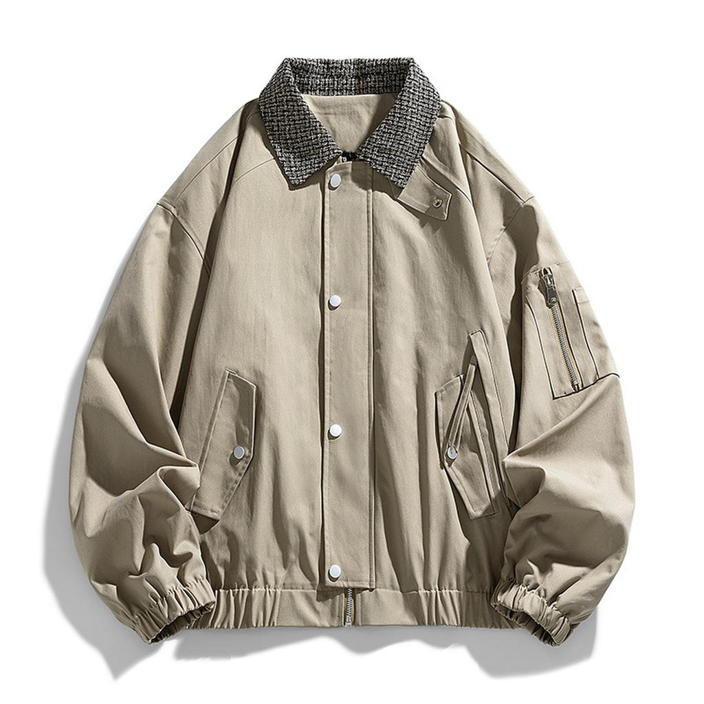 American Overalls Lapel Men's Jacket Retro Loose Casual Ruffian Handsome Couple Baseball Coat