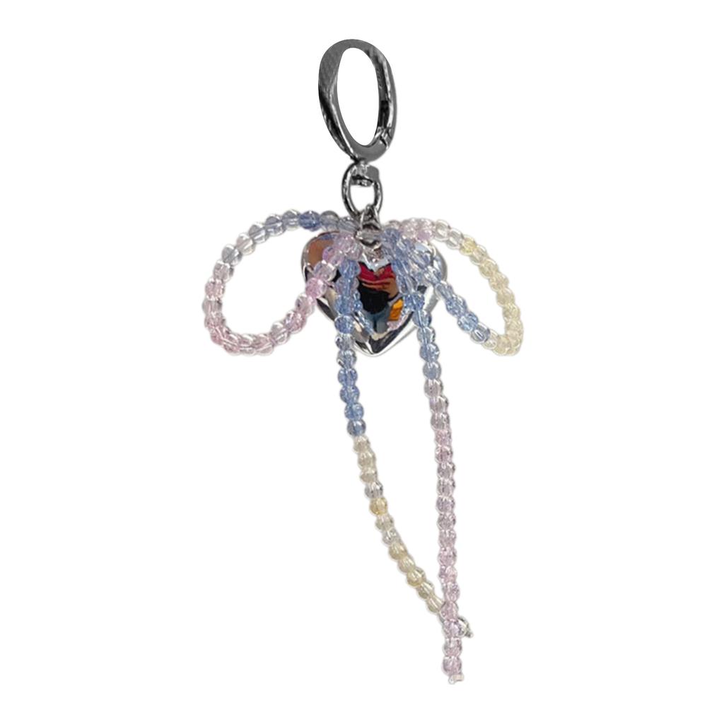 Bowknot Heart Pendant Keyring Phone Charm Detachable Phone Lanyard Butterfly Keychain Stylish Jewelry for Wallet Bag