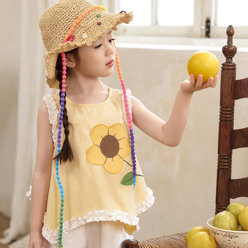 LUSON Xiao O Bao Girls' Summer Daisy Embroidered Princess Dress