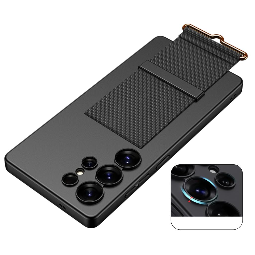 Чехол GKK для Samsung Galaxy S25 Ultra с ремешком и подставкой из искусственной кожи + жесткий защитный чехол для телефона из поликарбоната