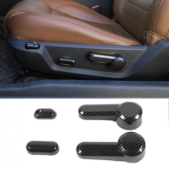 4*Seat Adjust Switch Button Decor Cover Trim for Ford Mustang 04-14 Carbon Fiber