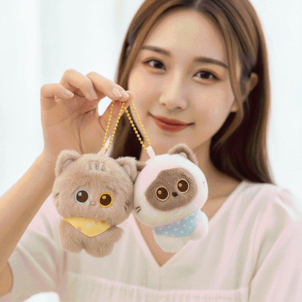 Miniature Magnetic Kitten Ornament Fuzzy Cup Edge Pendant Mini Stuffed Cat Cat Key Chains Office