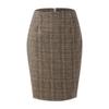High-Waisted Women's Plaid Pencil Skirt - Knee-Length Wool Skirt for Autumn and Winter