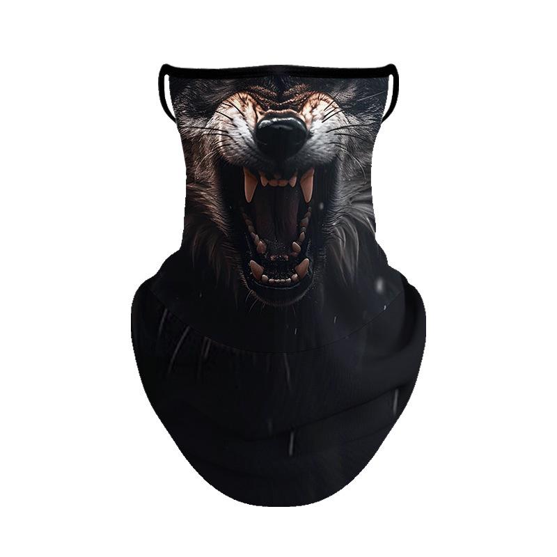 TikTok Animal Face Mask: Outdoor Ear-Hanging Sunscreen Neck Gaiter for Cycling, Ice Silk, Breathable, Summer-Ready