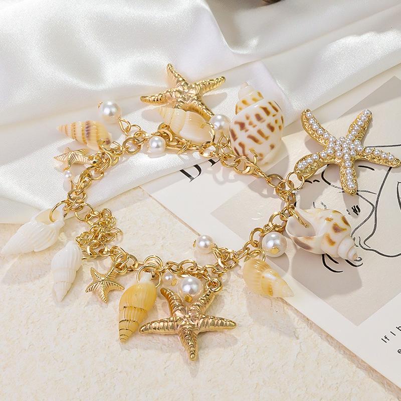European and American Summer Beach Shell Necklace - Conch and Starfish Design for Women