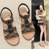 Fashion Women's Sandals Comfortable Women Shoes Rhinestones Wedge Sandals Summer 2024 New Roman Sandals Slip On Zapatos De Mujer