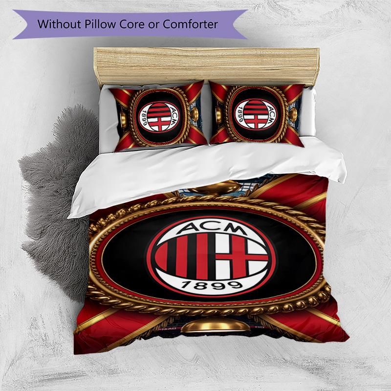3pcs A-AC Milan Design Cover Set - HD Printed Bedding with 1 Cover and 2 Pillowcases - Perfect for Home and Dorm Decor