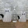 Home Festival Decor Small Scary Cat Shape Ghost Figurines Cute Wooden Cat Shape Sculpture Ghost Figurines