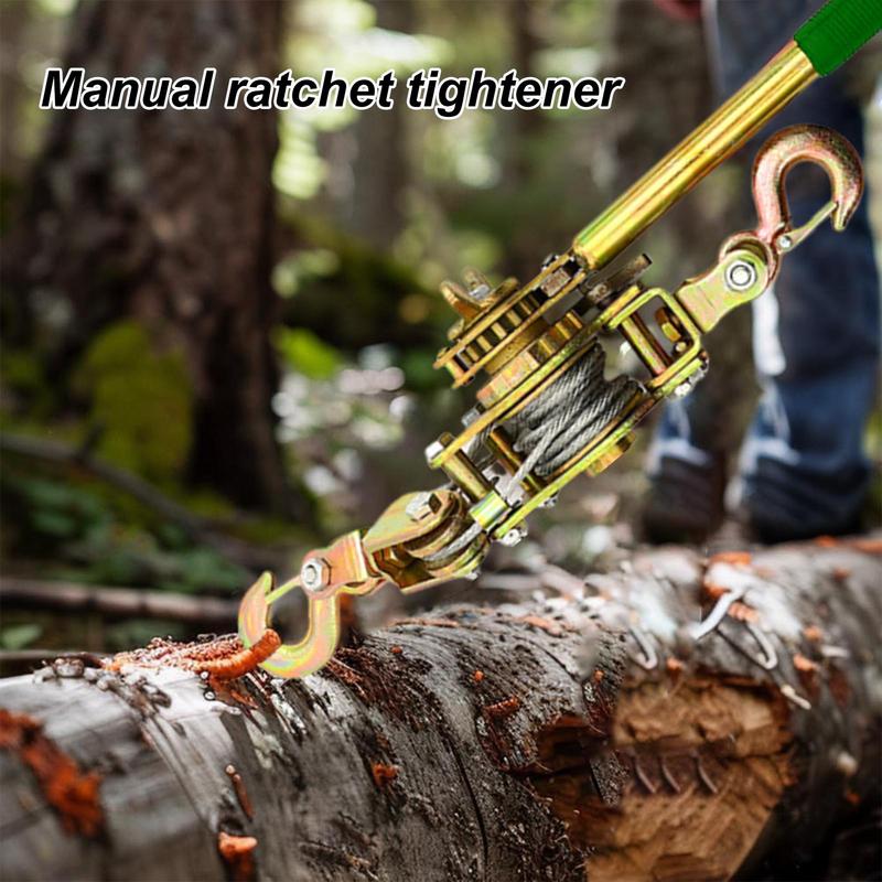 Wire Rope Tensioner sturdy Manual Ratchet Rope Tensioner 1-2T Machine Double Hook Hand Tightener For Emergency Pulling Car