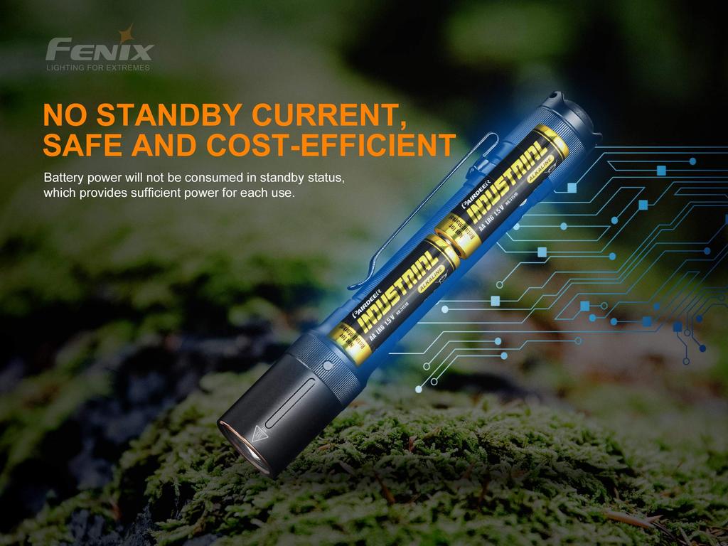 Fenix E20 Max 350 AA Battery Aluminum IP68 EDC V2.0 Flashlight, Lumens, Powered, Construction, Waterproof, Compact,