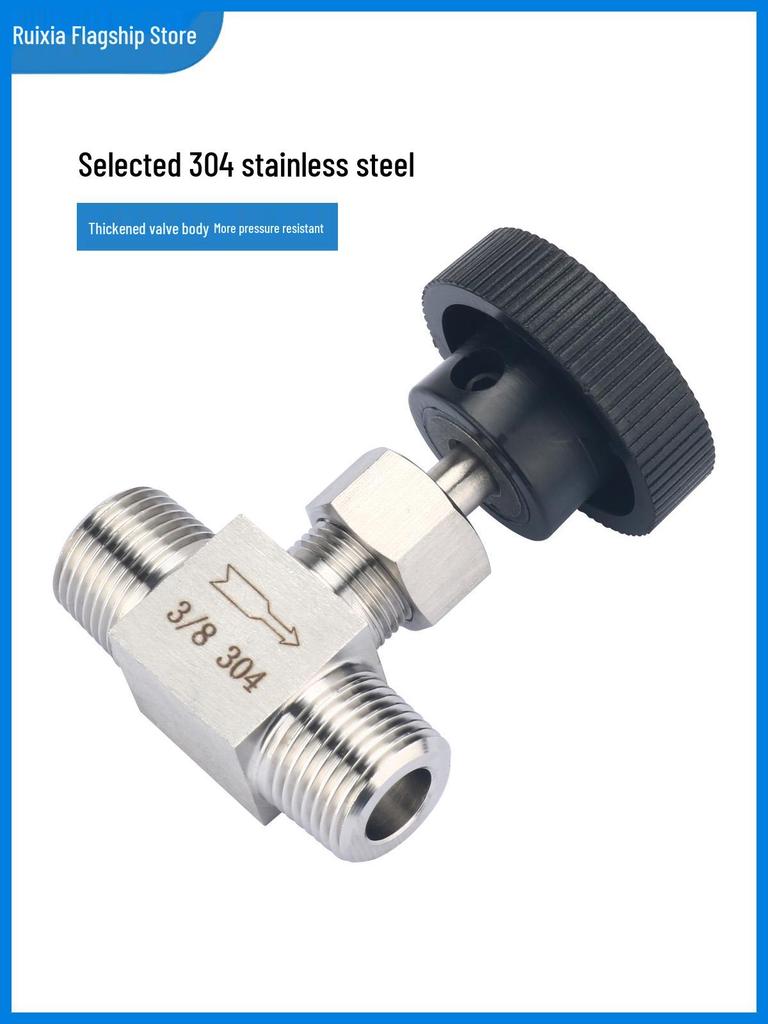304 Stainless Steel High-Pressure Needle Valve, Male/Female Thread, Shut-off & Flow Control, 1/4 & 1/2 Inch