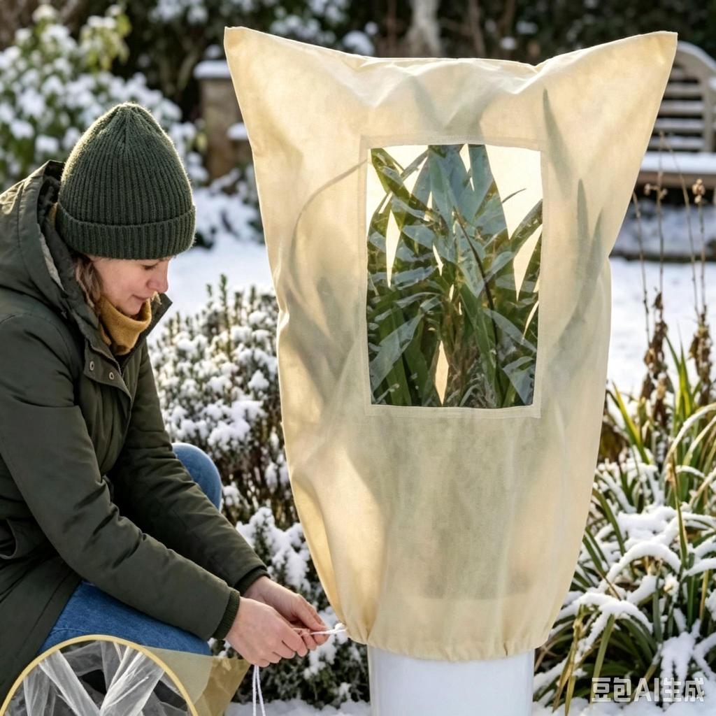 2pcs Plant Frost Cover, Non-Woven Fabric, Zipper & Drawstring, Supports Photosynthesis, Blocks Cold Wind