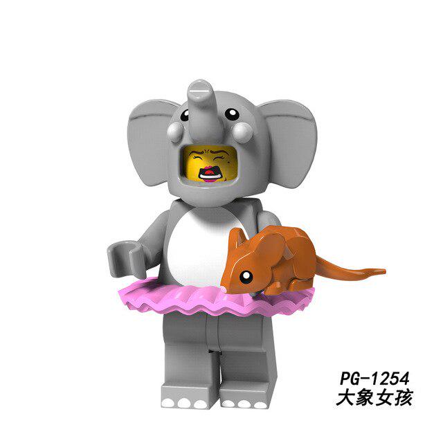 Animals Pumping Series Rabbit Cow Gingerbread Man Cat Dog Dargon Kangaroo Deer Building Blocks Toys