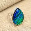 Кольцо ручной работы из синего австралийского тройного опала с отличным драгоценным камнем из твердого серебра 925 пробы для нее