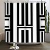 Geometric Line Round Color Block Shower Curtain Artistic Styling Simple Modern Polyester Shower Curtain Bathroom Decoration