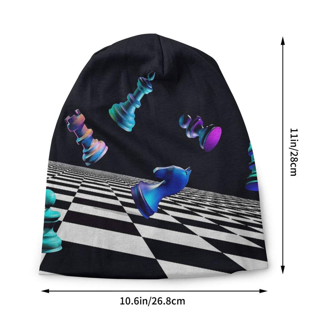 Chess Design Autumn Female Warm Beanies Double Used Casual Bonnet Hats