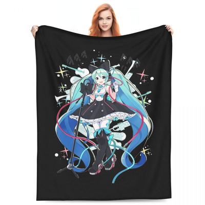 Одеяло Hatsune Miku Теплое Новинка Плюшевый Плед Для Путешествий На Открытом Воздухе Офис Фланелевое Покрывало Покрывало