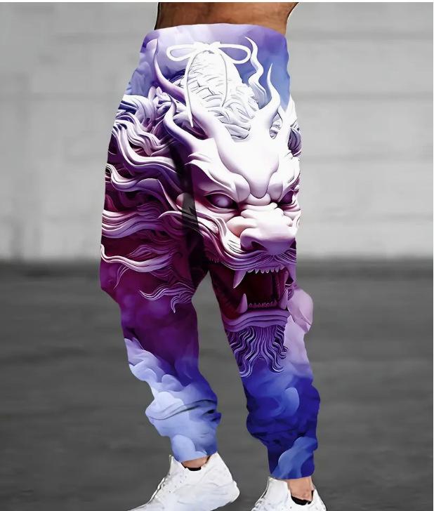 Мужские повседневные длинные спортивные штаны с 3D-принтом на осень 2025 года - Европейский и американский стиль