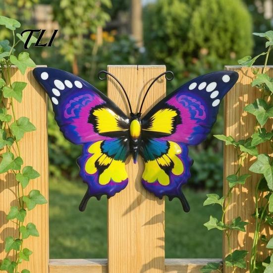Metal Butterfly Wall Art Decor for Garden Yard Patio, Large Iron Fence Hanging Ornaments Sculpture, Outdoor Farmhouse Artistic Decorations