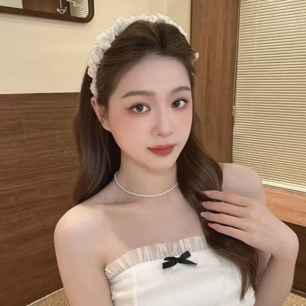 Lace Mesh Hair Hoop Solid Color Headband Trend Hairband  Women