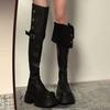 2024 Autumn and Winter New Thick-soled Ins Two Worn Knee Boots Folded Long Boots Women's Small High Knight High Boots