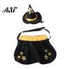 Festive Pet Cloak And Hat Set 1 Halloween Cat Witch Costume, Black Cape Wizard Hat, Moon Adjustable Star Pointed for Cats Small Medium