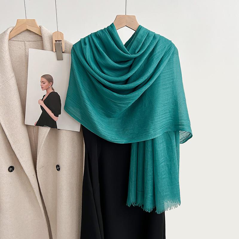Cotton and Linen Scarf, Fashion, Literary Style, Solid Color, Linen Scarf, Women's Air-conditioned Room, Shawl, and Sunscreen Silk Scarf Outside.