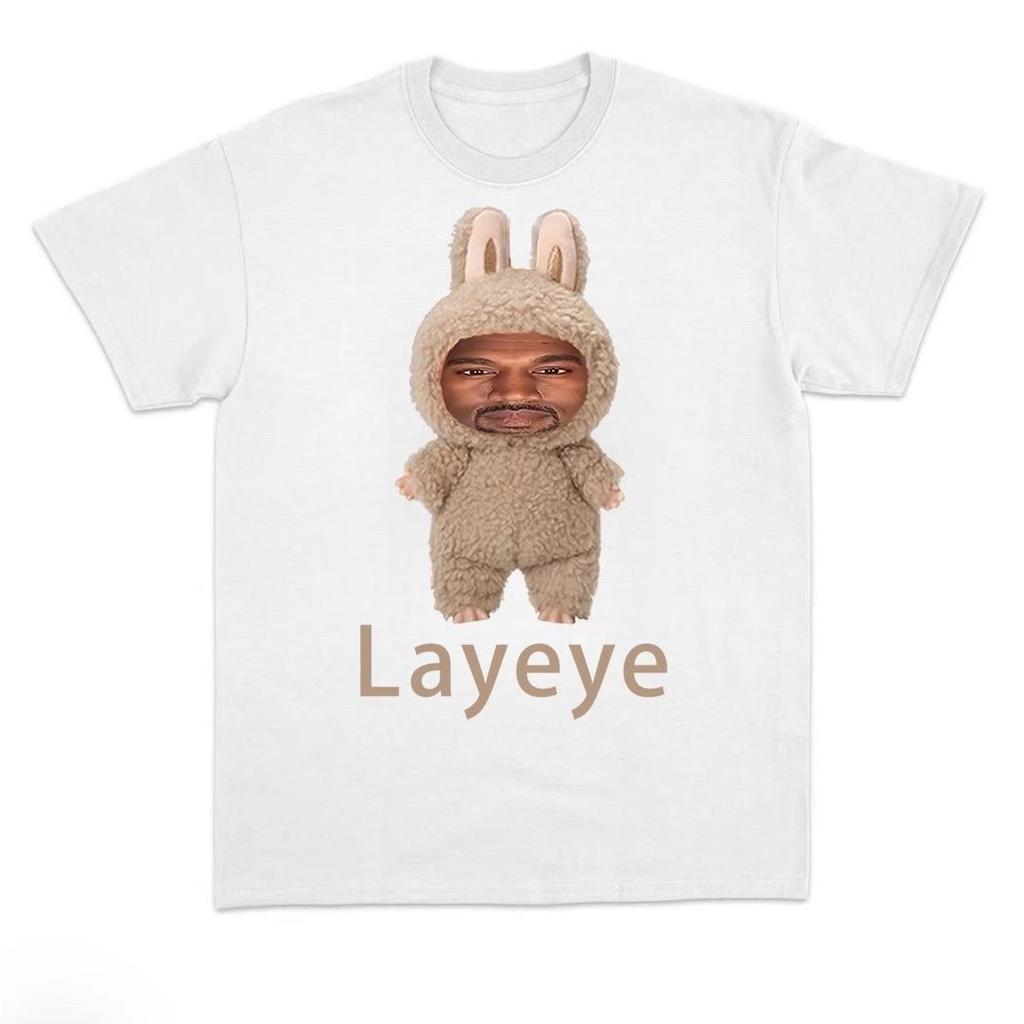 Parody Kanye Layeye T-shirt Creative Short-sleeved Pure Fun and Funny T-shirt for Both Women