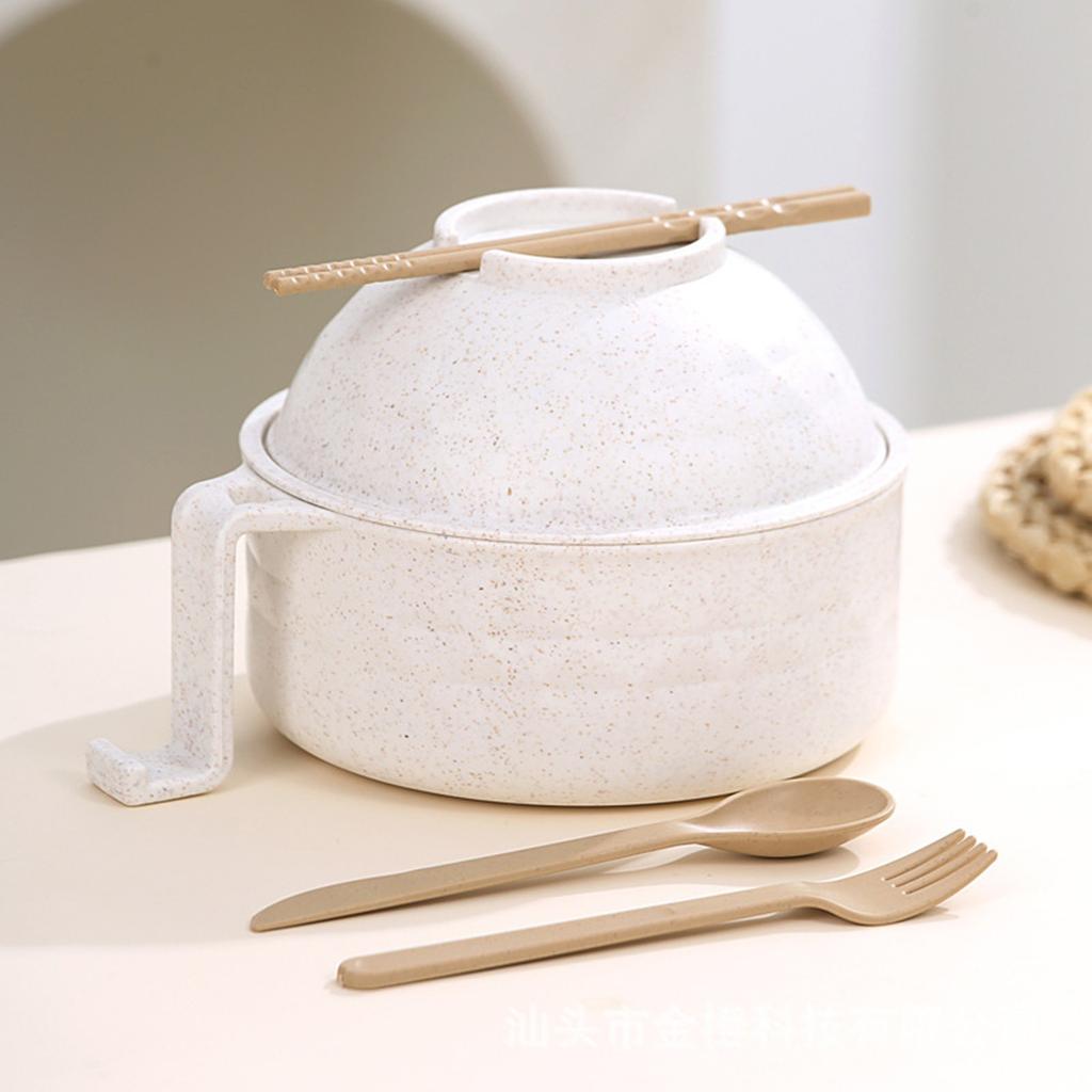 Миска для лапши быстрого приготовления, студенческая миска для рамена с большими волокнами, набор столовых приборов для столовой, набор из шести предметов для супа