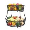 Фруктовая корзина Кухонная полка для хранения Двухъярусная конструкция Высокая грузоподъемность Защита от ржавчины