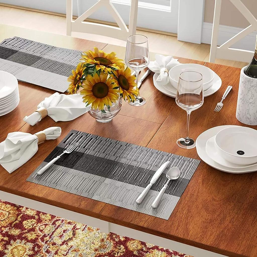 Набор из 6 элегантных салфеток и подставок, набор из плетеных виниловых салфеток, термостойких, нескользящих, моющихся салфеток для обеденного стола