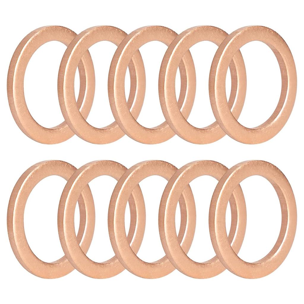 M12 Copper Oil Drain Plug Crush Washer Gasket Fits for BMW, M12 x 17 x 1.5, 10 Pack