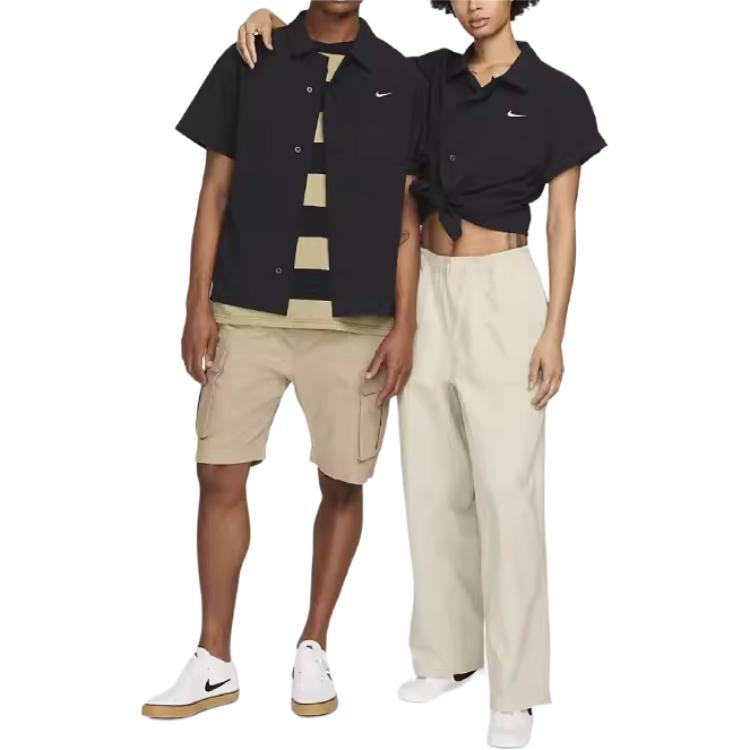 Nike SB Shirts Unisex Black Lapel Moderate Shirt DV9074-010