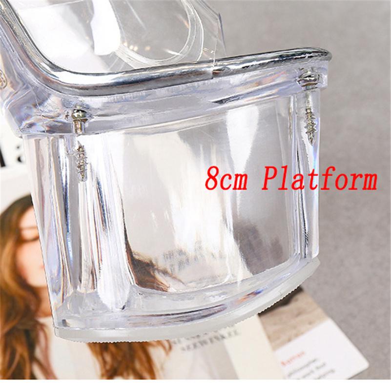 Женские летние босоножки на каблуке 18 см, на платформе 8 см, женские прозрачные босоножки с ремешками на блочном каблуке, прозрачные туфли Pleaser
