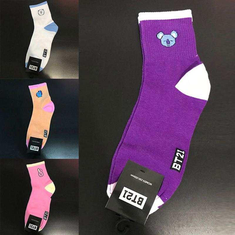 BTS Bangtan Kpop Мальчики Длинные Носки Мультяшная Кукла Chimmy Shooky Высокий Трикотаж