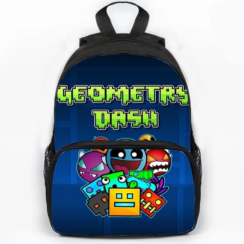Children Large Capacity Angry Geometry Dash Print Backpack Students School Bags for Girls Boys Cartoon Bookbag Travel Backpacks