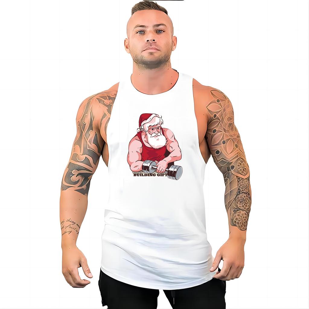 Y2k Повседневный спортивный жилет без рукавов с 2D штангой, модный принт, спортивный жилет без рукавов для спортзала, спортивный жилет без рукавов, забавный мужской летний топ