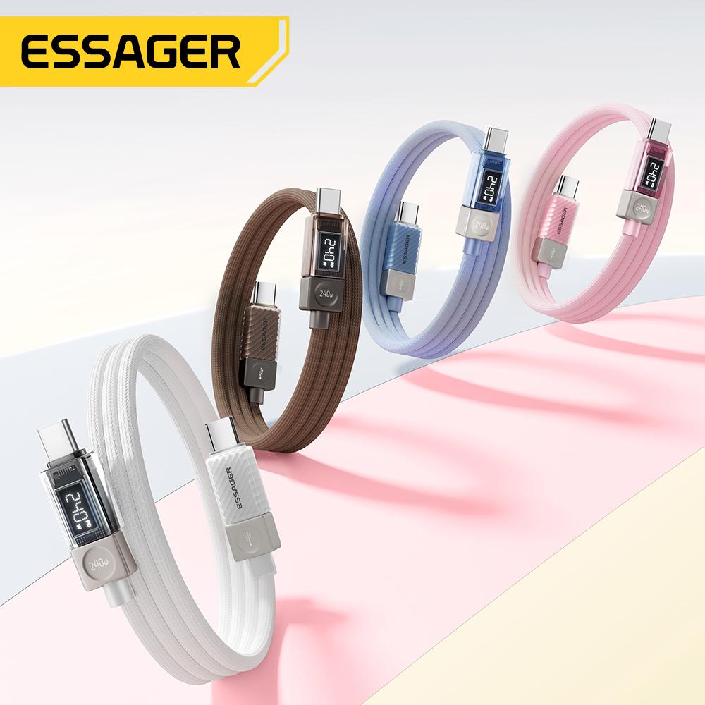 Essager 240 Вт USB C кабель для 17 16 15 Plus Pro Max Macbook iPad Supercharge Быстрая зарядка Type C кабель для Samsung