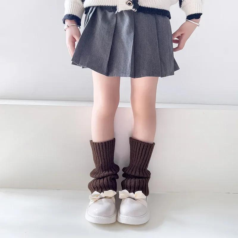 19 Стилей Конфетных Цветов Корейские Милые Детские Гетры Вязаные Чехлы для Ног Детские Девочки Однотонные Эластичные Гольфы-Трубы Осенне-Зимние