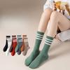 Women's Spring and Autumn Pure Cotton Three-bar Anti-odor Boneless Warm Sports Long Socks