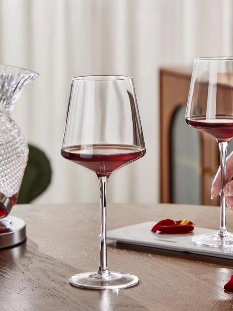 Набор квадратных бокалов для бургундского вина 450 мл - Роскошные хрустальные бокалы, Современные бокалы на ножке для домашнего бара и элегантных званых ужинов