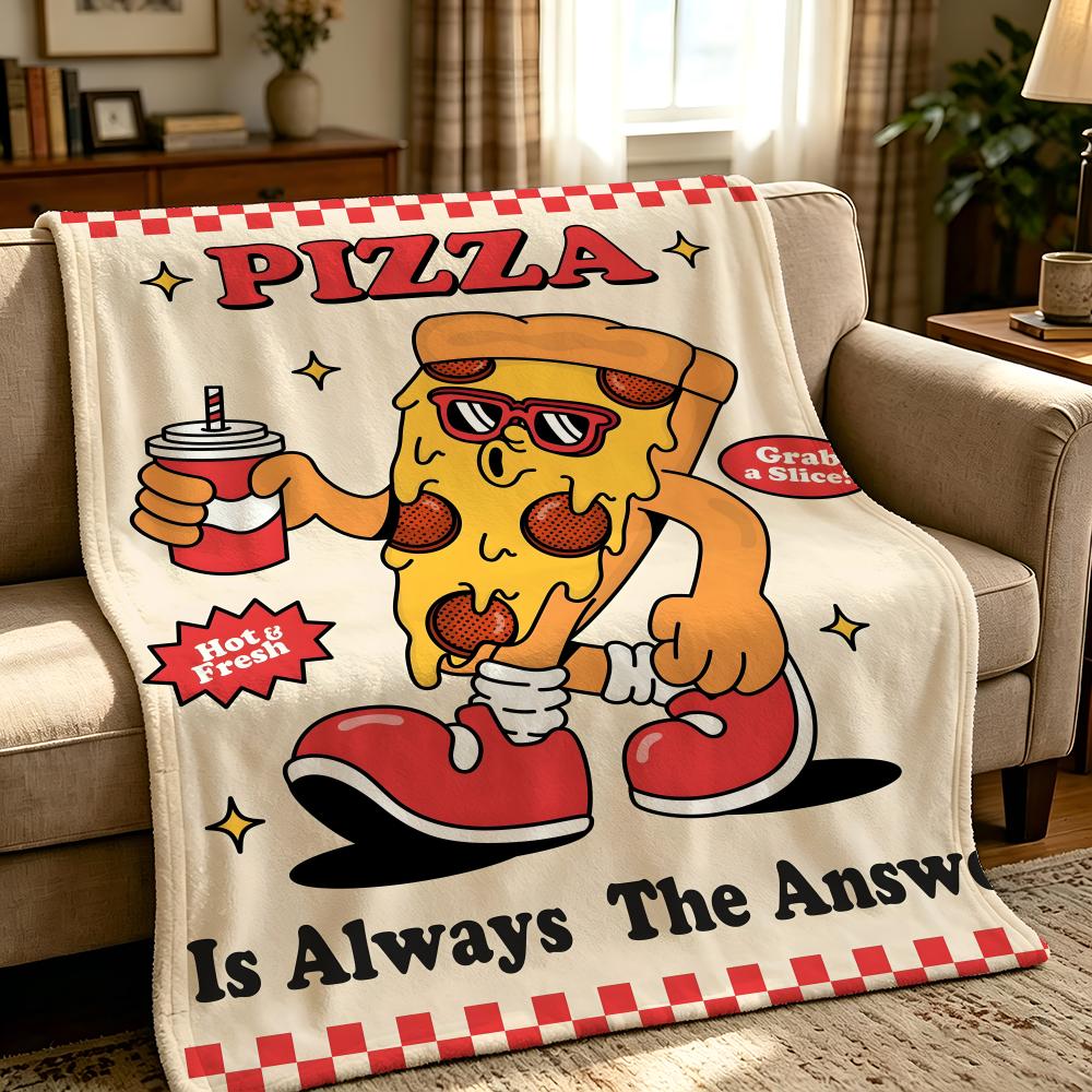 Еда P-Pizza Hut-t Бросок Толстый Комфорт Фланелевое Одеяло, Многоцелевое Использование В Помещении На Улице Ежедневный Сон