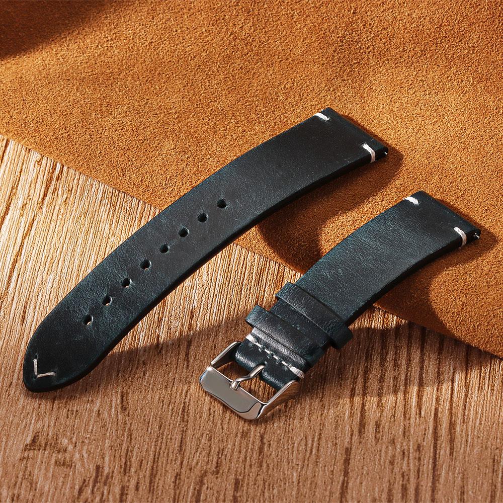 Quality Handmade Retro Oil Wax Genuine Leather Calfskin Strap 18mm 19mm 20mm 21mm 22mm 24mm Quick Release Band Watch Accessories