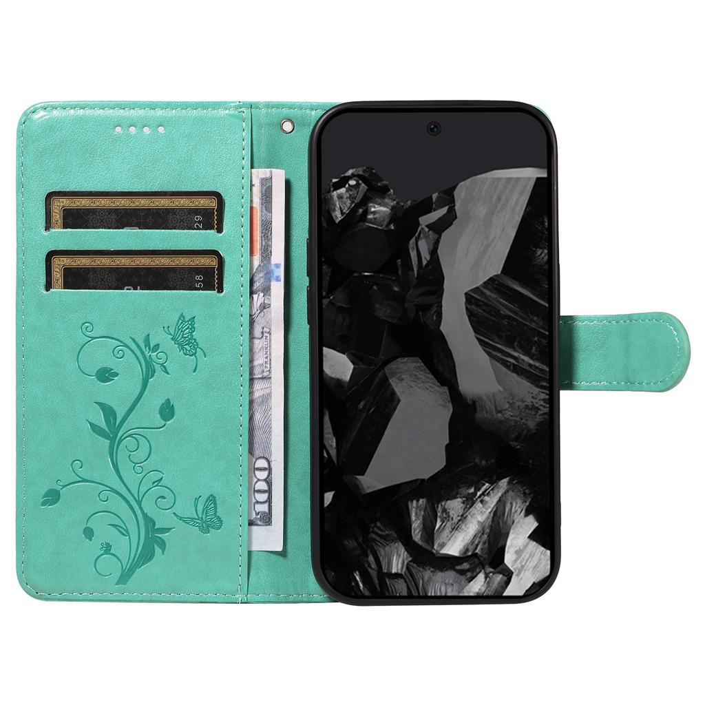 For Google Pixel 9 Pro XL/Google Pixel 10 Pro XL PU Leather Cases Flower Pattern Wallet Stand Phone Cover with Strap