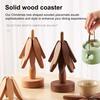 Christmas Tree Trivet Set with Stand Heat Resistant Pot Holders Wooden Bowl And Cup Coaster Kitchen Table Decoration