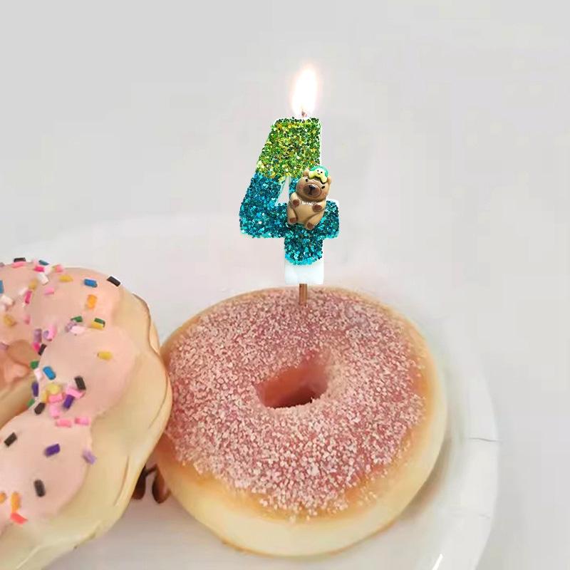 0-9 Number Capybara Candle Cute  Cake Topper Birthday Digital Candle For Children Kid Birthday Party Baby Shower Decor Cartoon